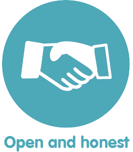 Open and honest icon and text